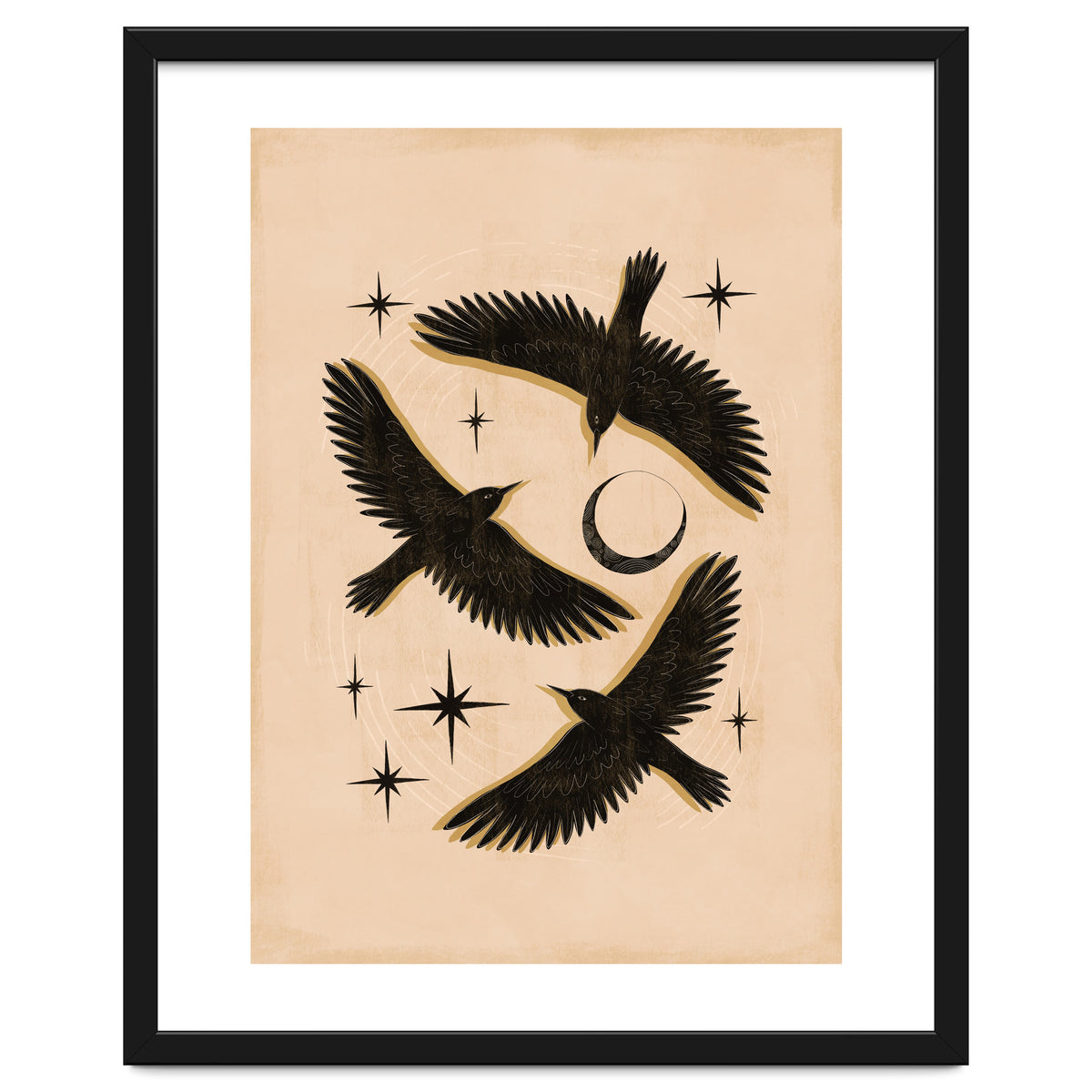 Black Birds Flying With The Moon