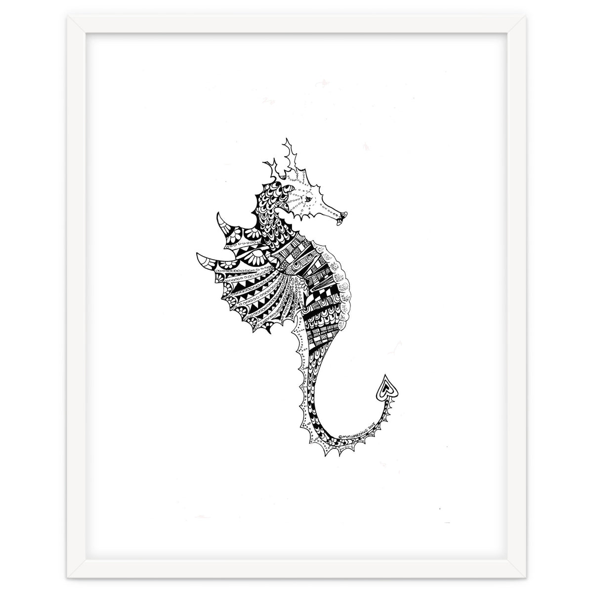Seahorse Dragon Zen Doodle