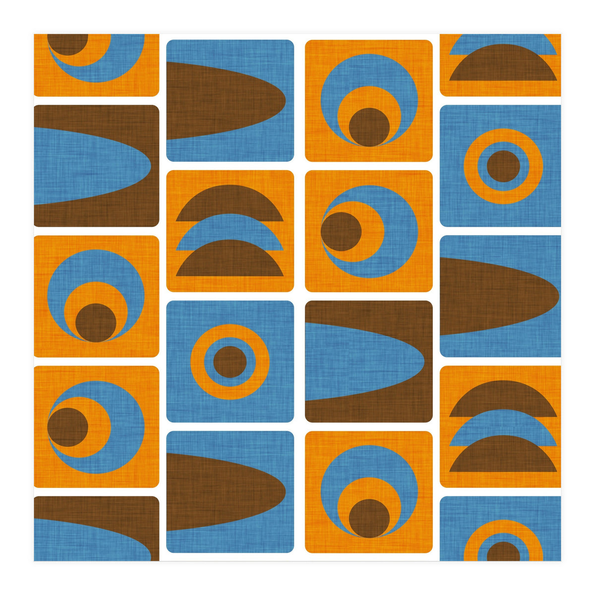 70s Cube Geo Orange Blue  (Print Only)