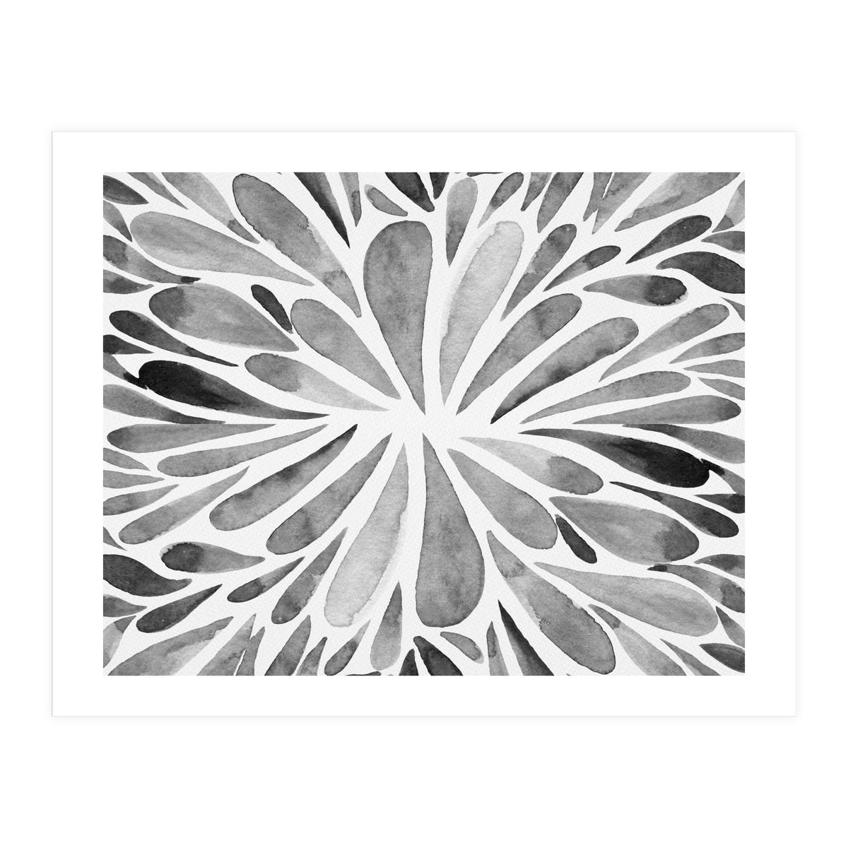 Retro abstract floral - black and white (Print Only)