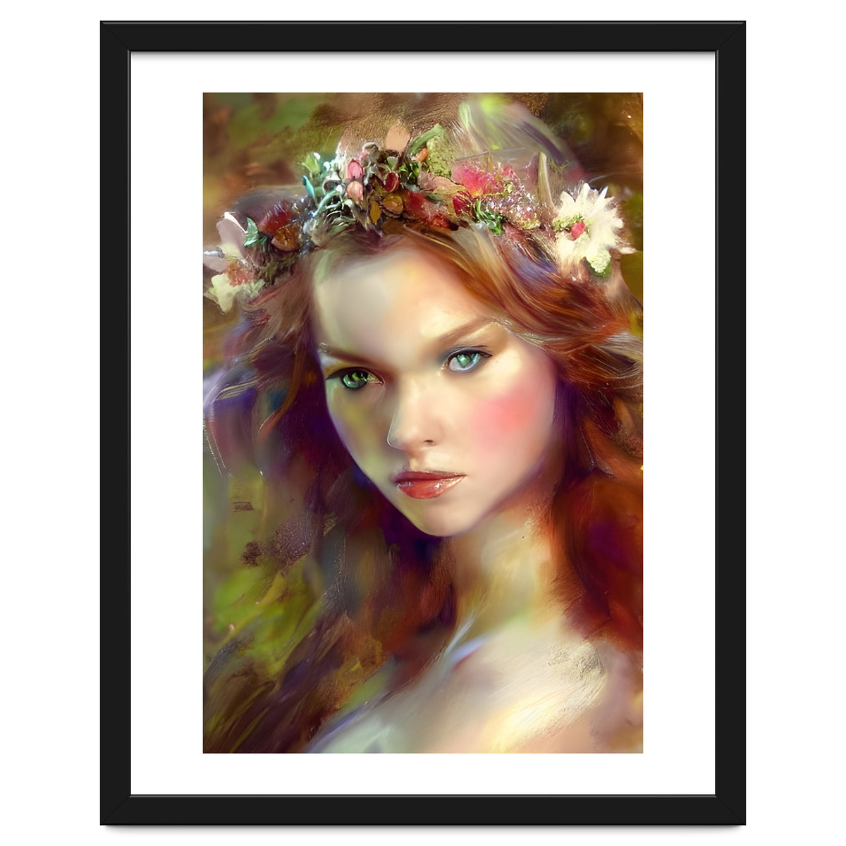 Dreamy kitschy Maiden with Flower Wreath