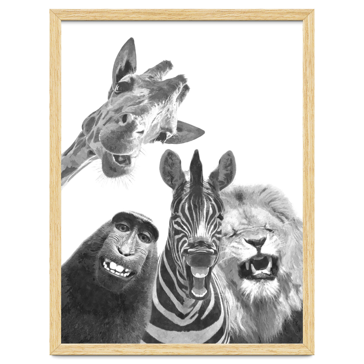 Black and White Jungle Animal Friends