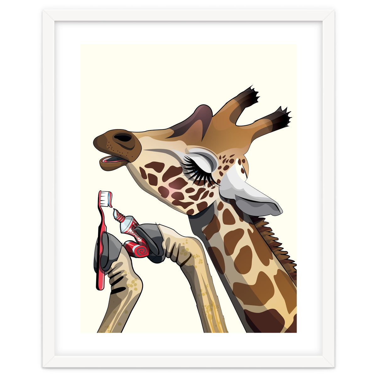 Giraffe Brushing Teeth, Funny Bathroom Humour
