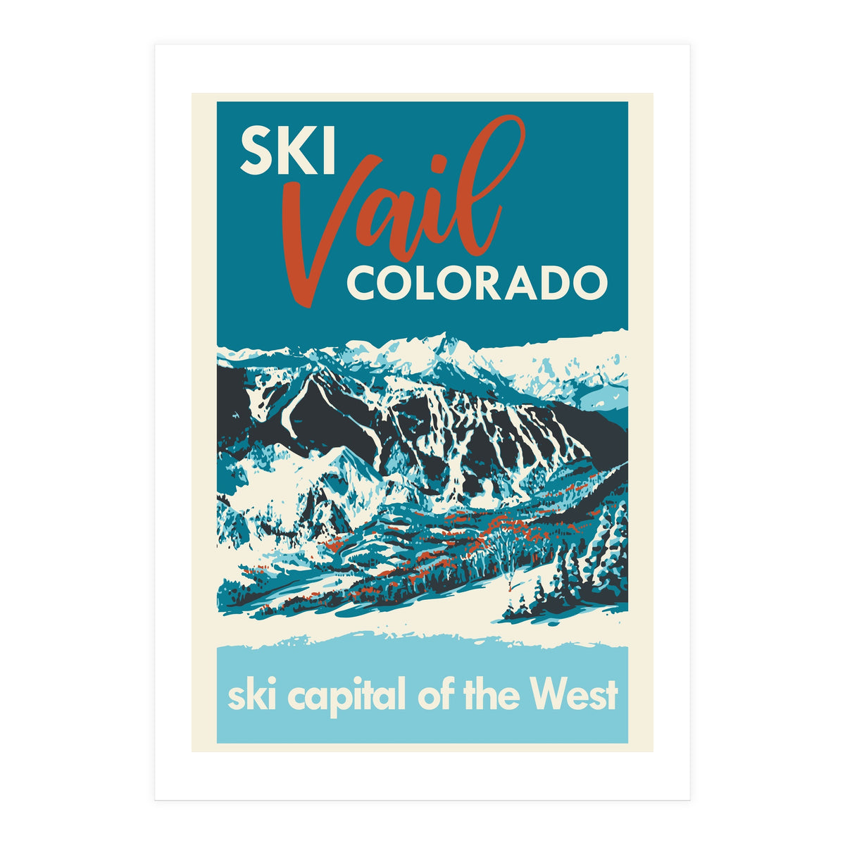 Vintage Vail ski poster (Print Only)