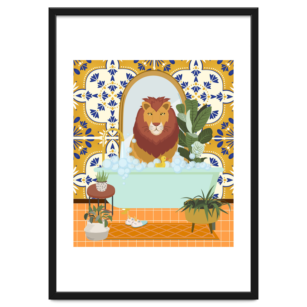 Lion Bathing in Moroccan Style Bathroom
