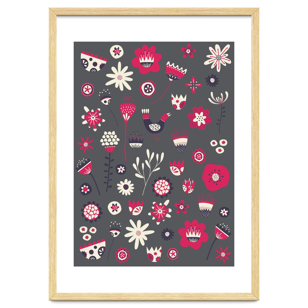 Spring Folk Floral Grey