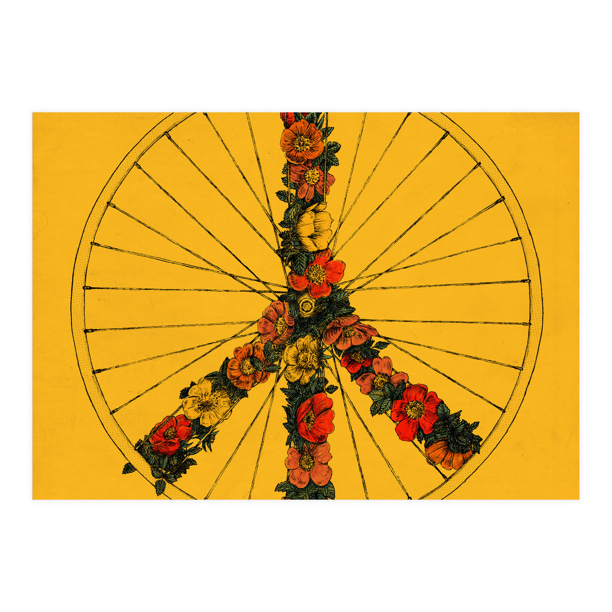 Peace And Bike Yellow (Print Only)