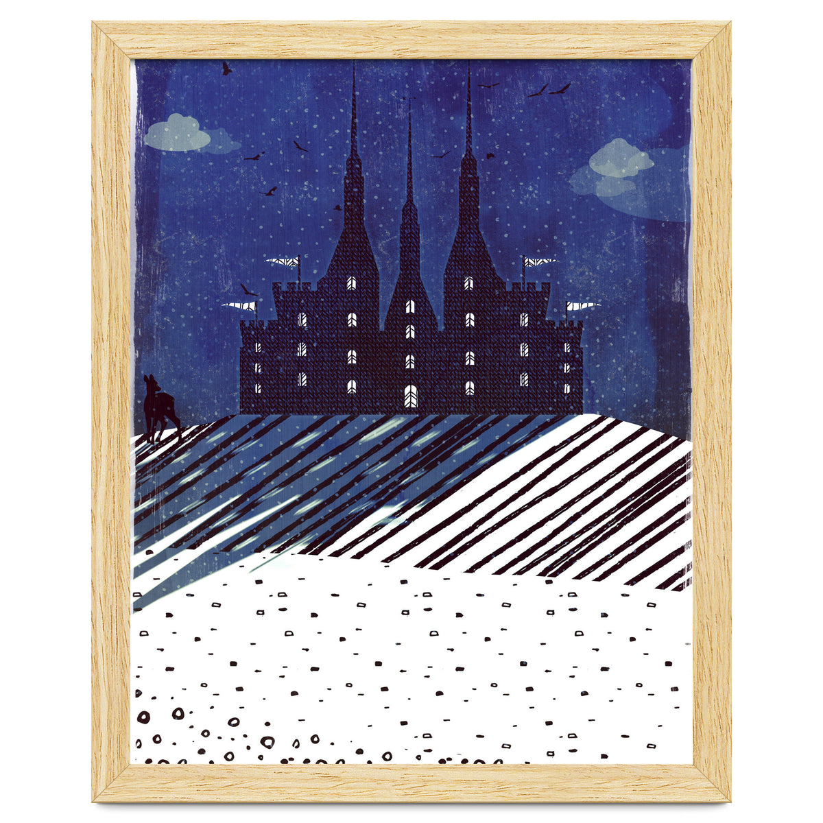 Castle on the hill at night