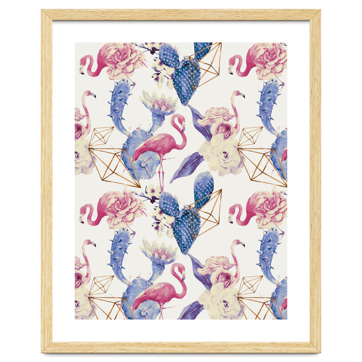 Flamingos, geometric and flowers 02