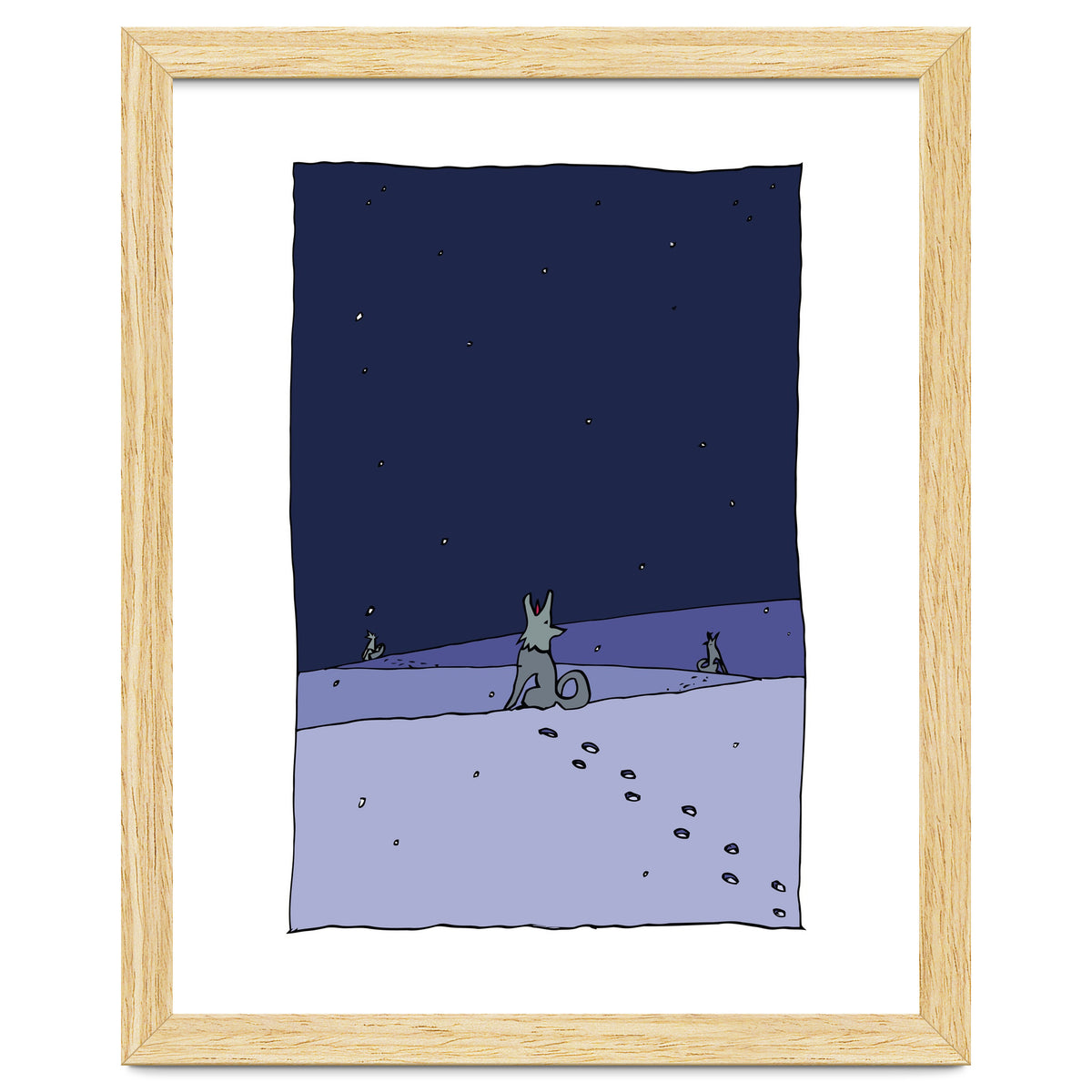 Dogs in Winter Night