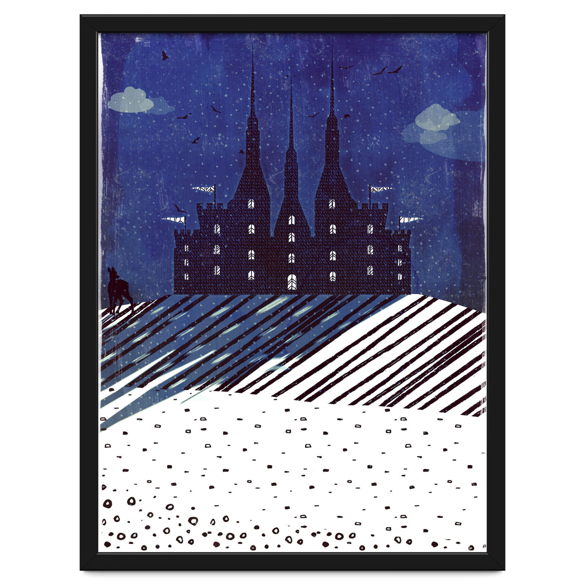 Castle on the hill at night