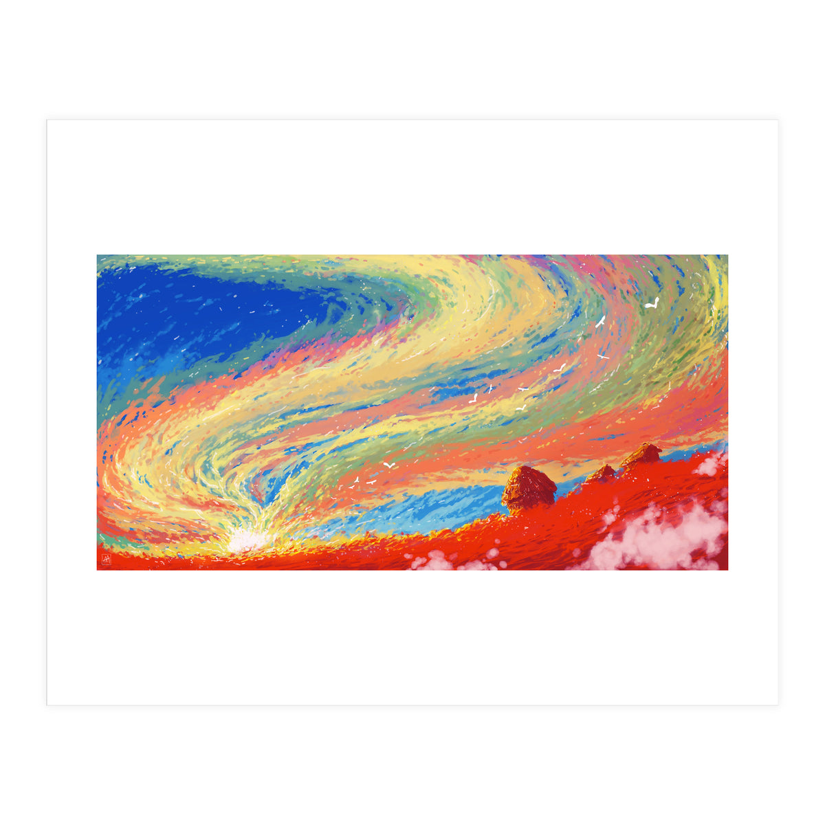 Haystacks At Sunset Reimagined (Print Only)