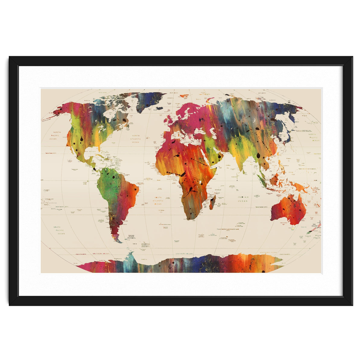 ALLOVER THE WORLD-Painted map