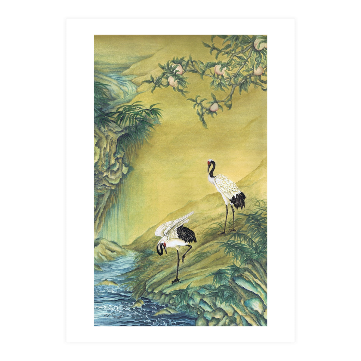 Cranes Under A Peach Tree (Print Only)