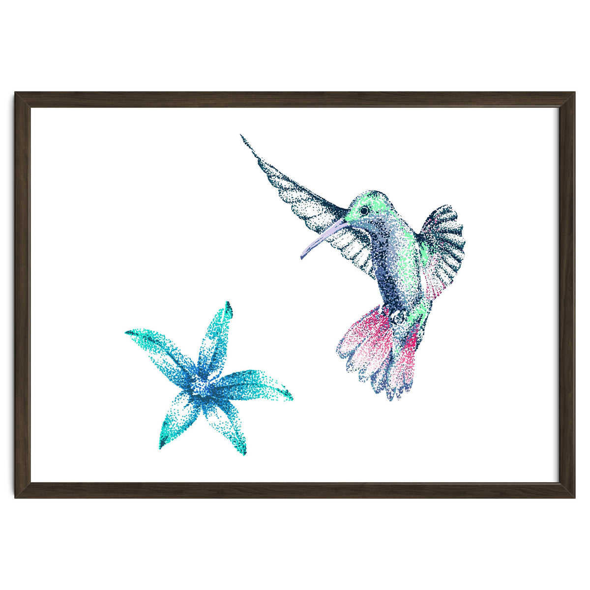 Green Hummingbird And Tropical Flower