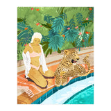 The Wild Side, Human & Nature Connection, Woman With Cheetah Cat, Tiger Painting (Print Only) thumbnail