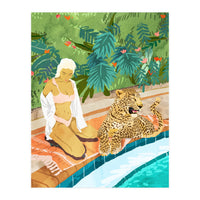 The Wild Side, Human & Nature Connection, Woman With Cheetah Cat, Tiger Painting (Print Only)
