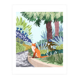 Fox in The Garden | Animals Wildlife Botanical Nature Painting | Boho Colorful Jungle Illustration (Print Only) thumbnail