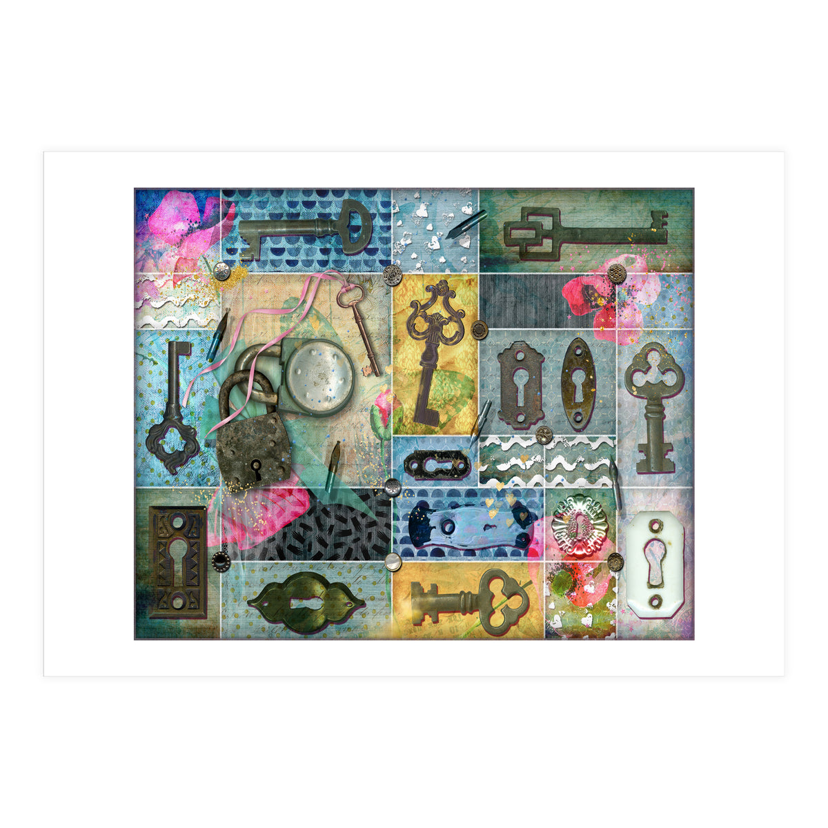 Vintage Key Collage (Print Only)