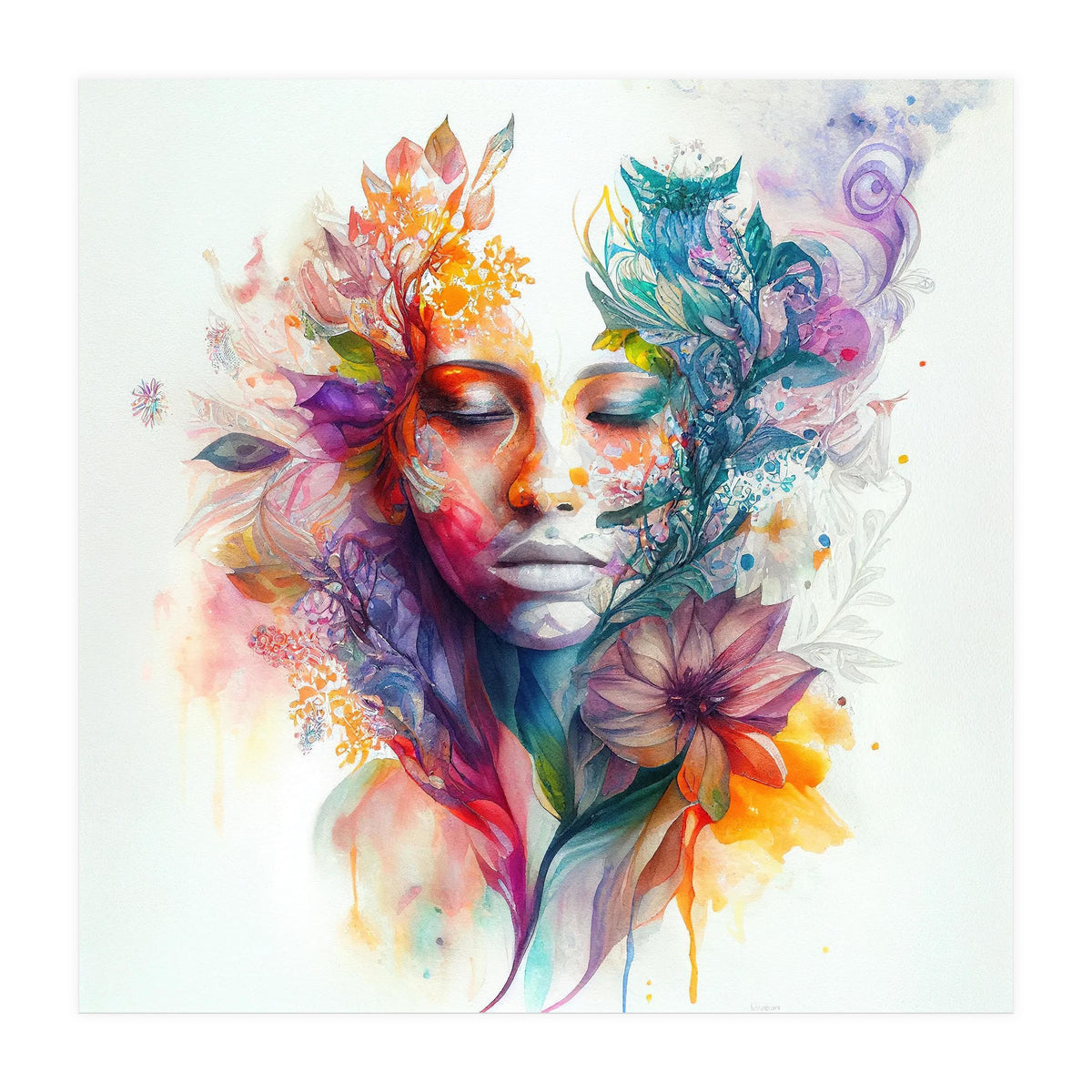 Watercolor Tropical Woman #15 (Print Only)