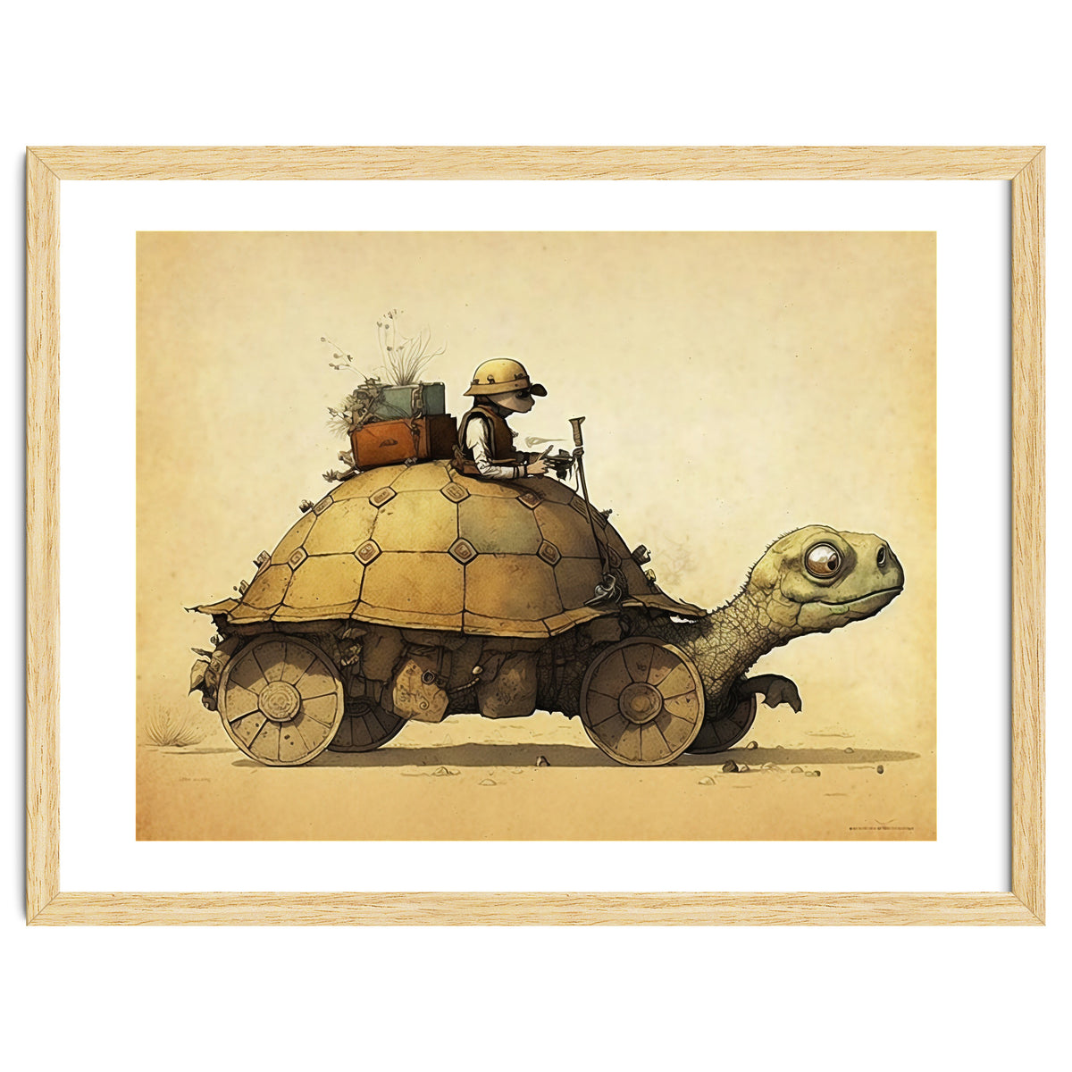 Tortoise Car Steampunk Illustration