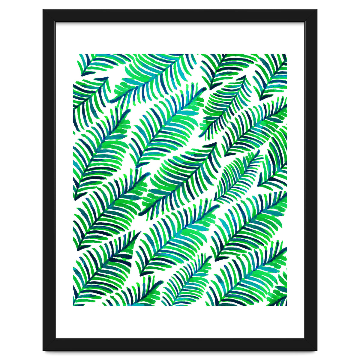 Palm Solace | Tropical Botanical Plants Nature Hand-Painted Watercolor Painting Bohemian Lush Green