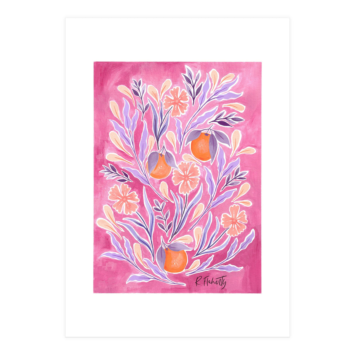 Wild Orange Floral | Pink & Purple (Print Only)