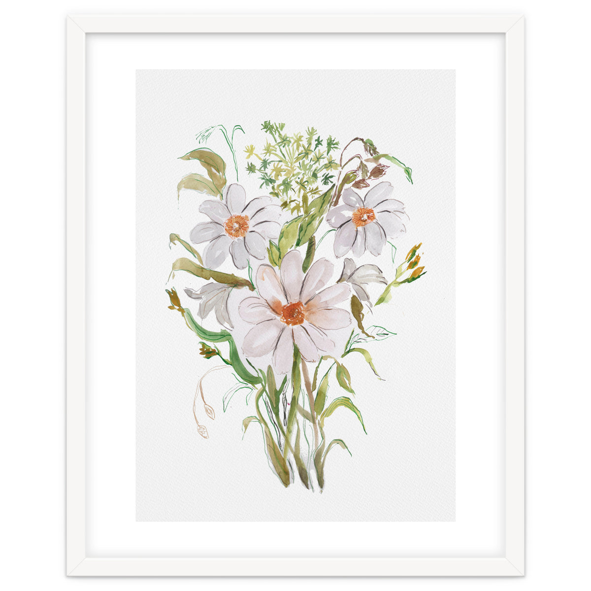 Watercolor White Florals