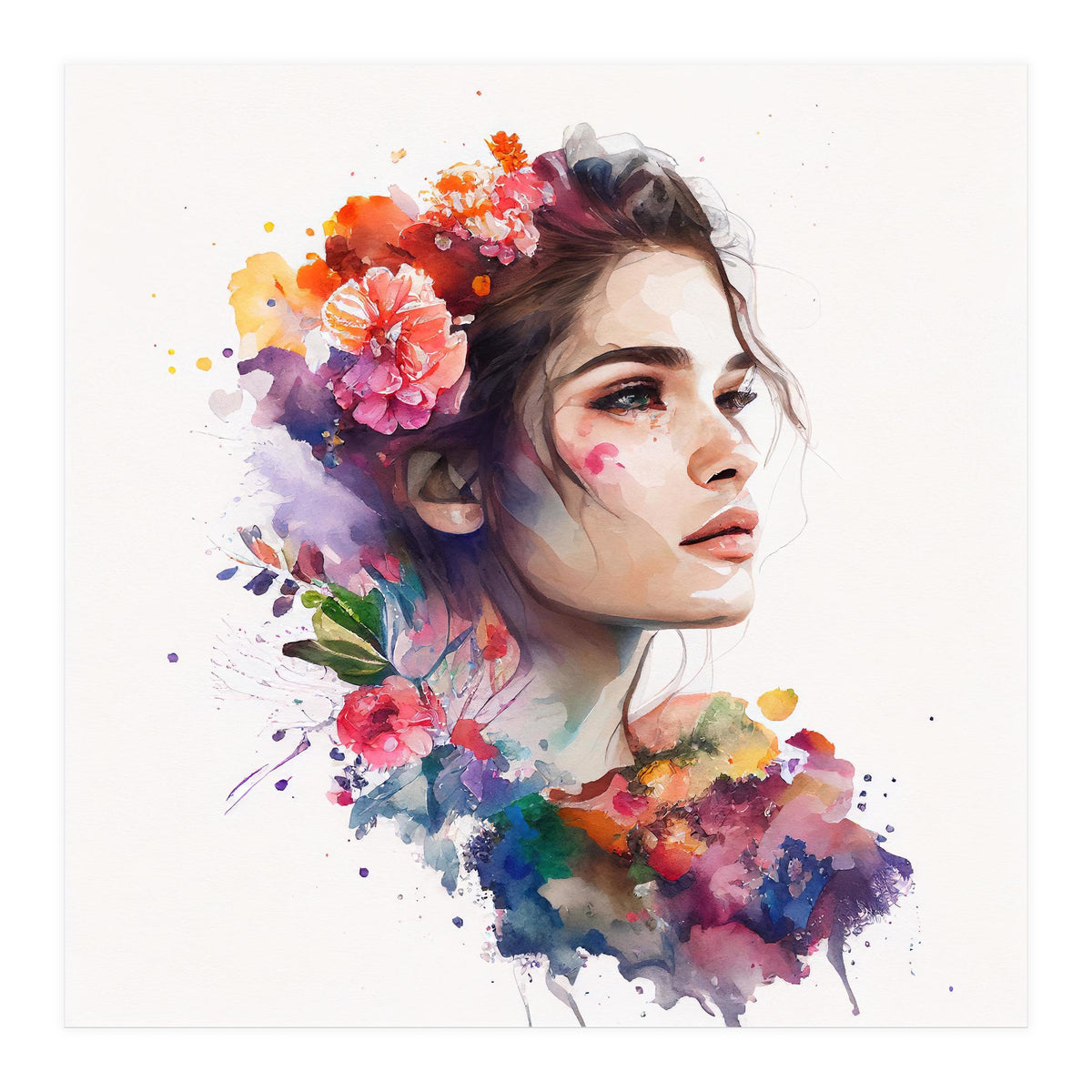 Watercolor Tropical Woman #19 (Print Only)