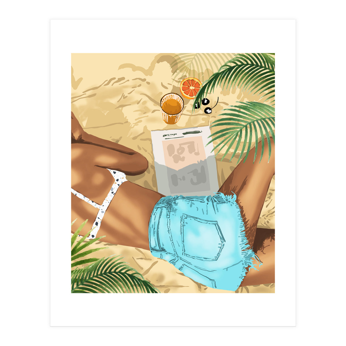 Keep Palm & Carry On Wall Art | Tropical Beach Bikini Fashion Travel Chai (Print Only)