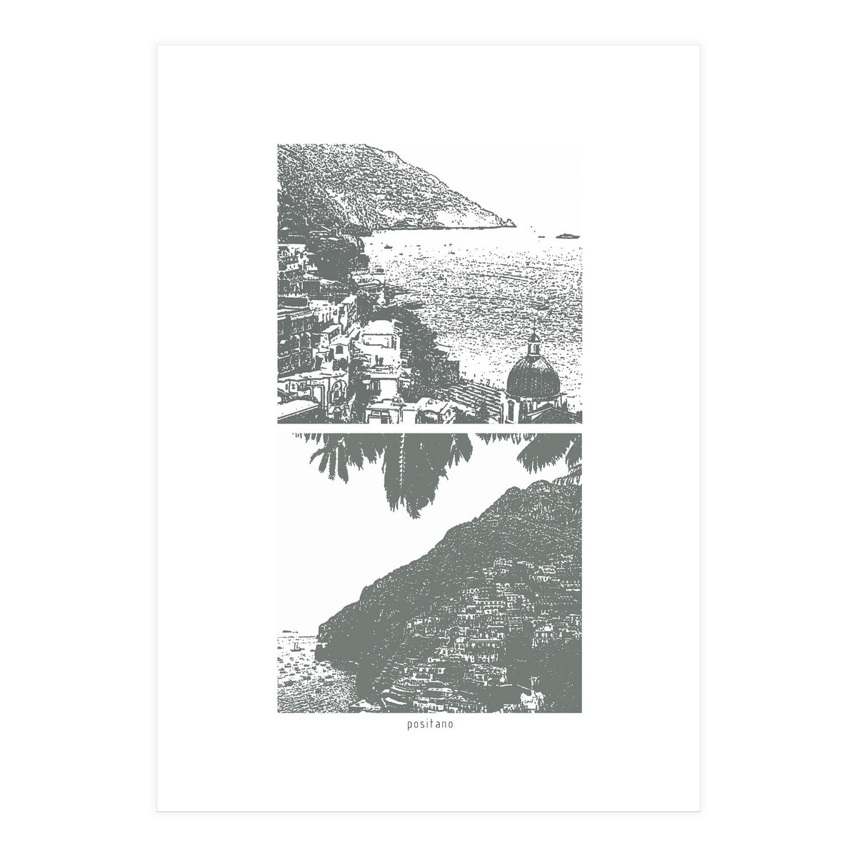 Printed Positano in Grey  (Print Only)