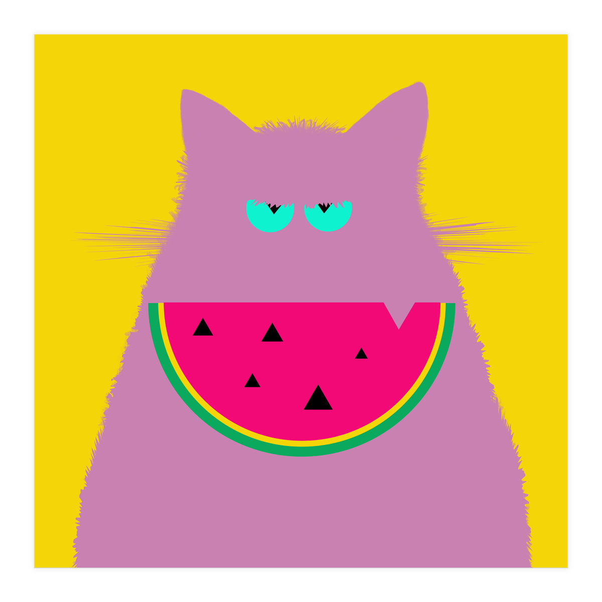 Watermelon Lilac Cat  (Print Only)