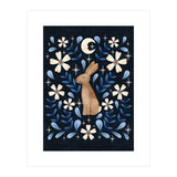 Floral Folk Art Hare (Print Only) thumbnail