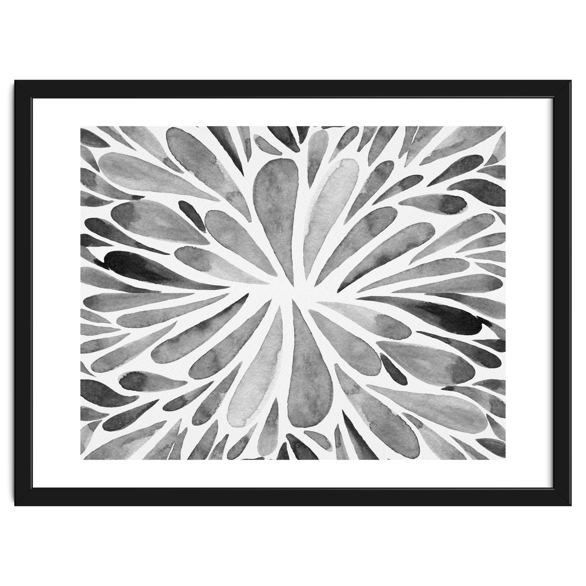 Retro abstract floral - black and white