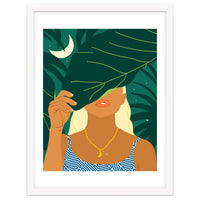 To The Moon & Never Back | Jungle Dreamer Bohemian Tropical Soul | Forest Nature Woman Illustration