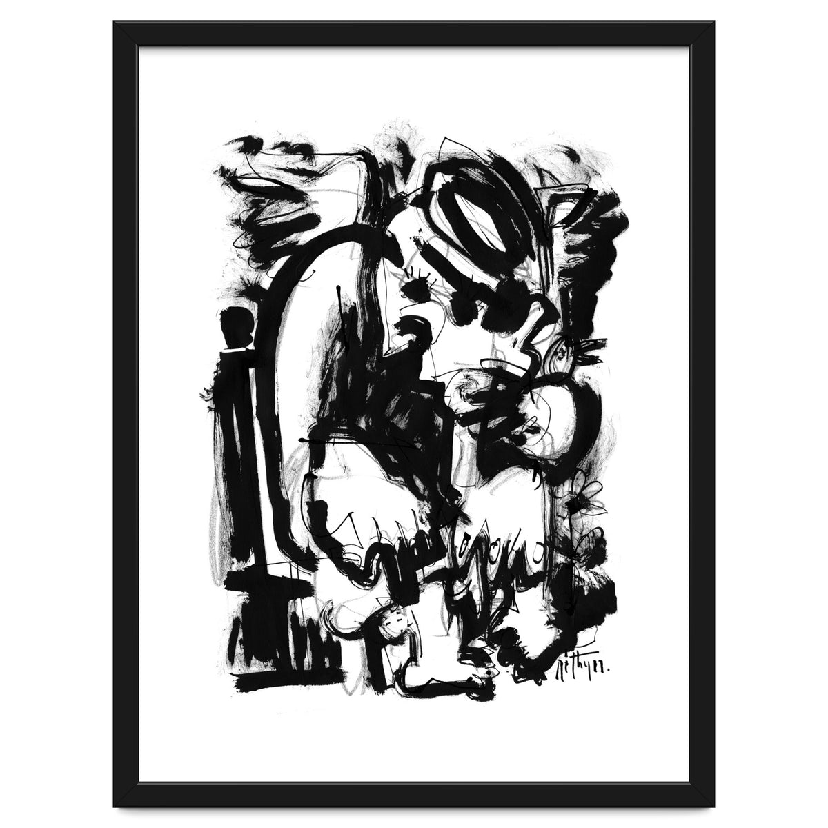 Saint With Bird - b&w