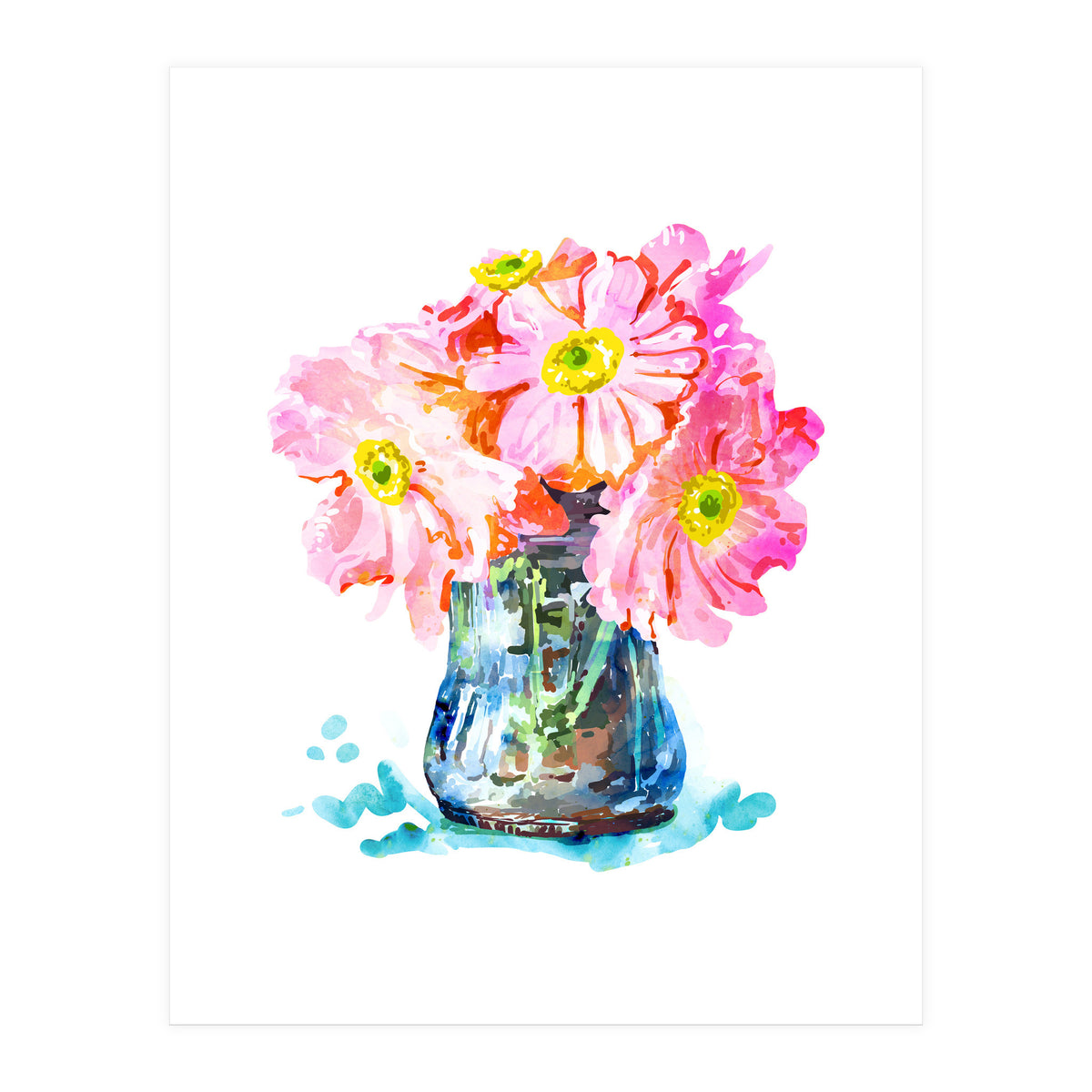 Watercolor Flower Pot (Print Only)