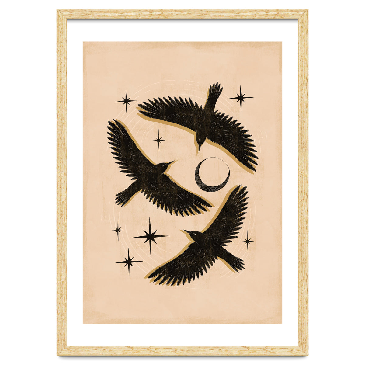 Black Birds Flying With The Moon