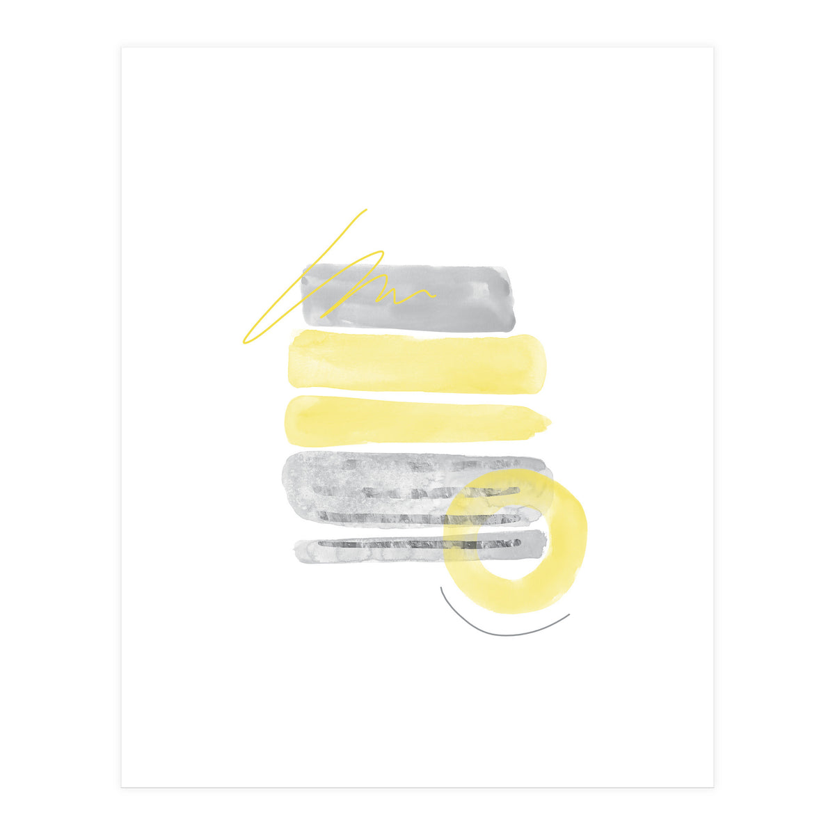 Watercolor Shapes No. 1 | Illuminating Yellow & Ultimate Grey (Print Only)