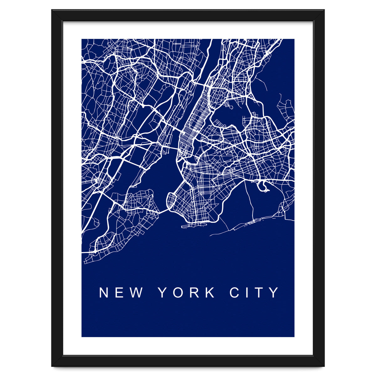 New York City Streets Blue Map
