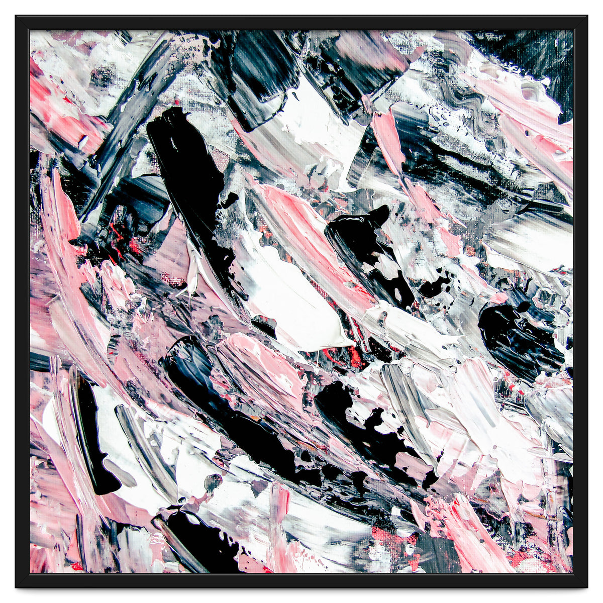Modern Abstract Pastel Pink Black White Grey Acrylic Brushstrokes