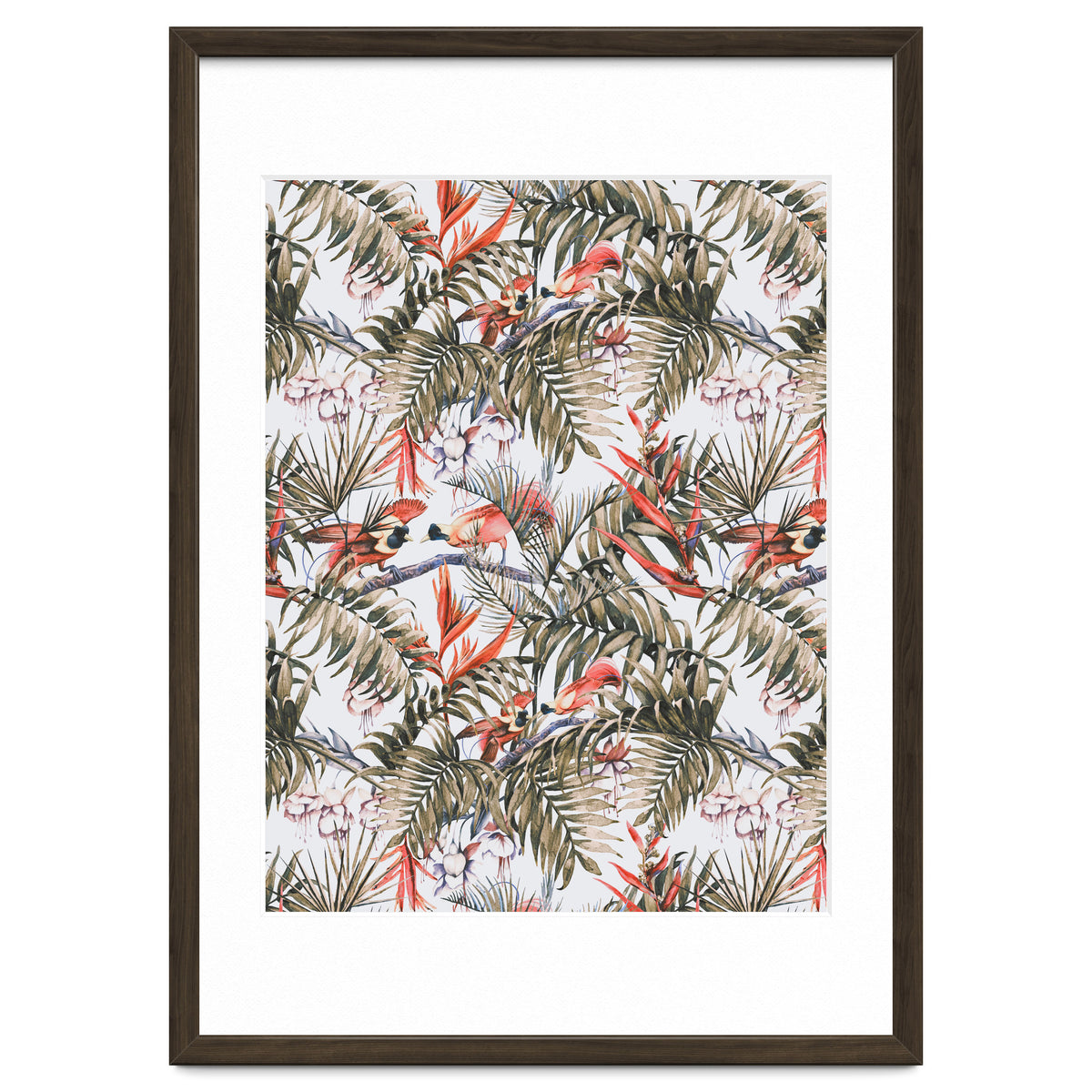 Exotic birds in the jungle paradise