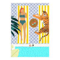 How To Vacay With Your Tiger, Human Animal Connection Illustration, Tropical Travel Morocco Painting (Print Only)