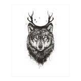 Deer Wolf Bw (Print Only) thumbnail