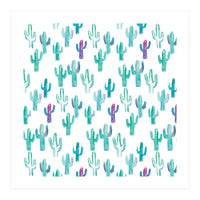 All Over Painted Cacti Mint And Pink (Print Only)