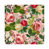Vintage Botanical, Blush Floral Rose Illustration, Nature Plants Bohemian Painting, Royal Garden (Print Only) thumbnail
