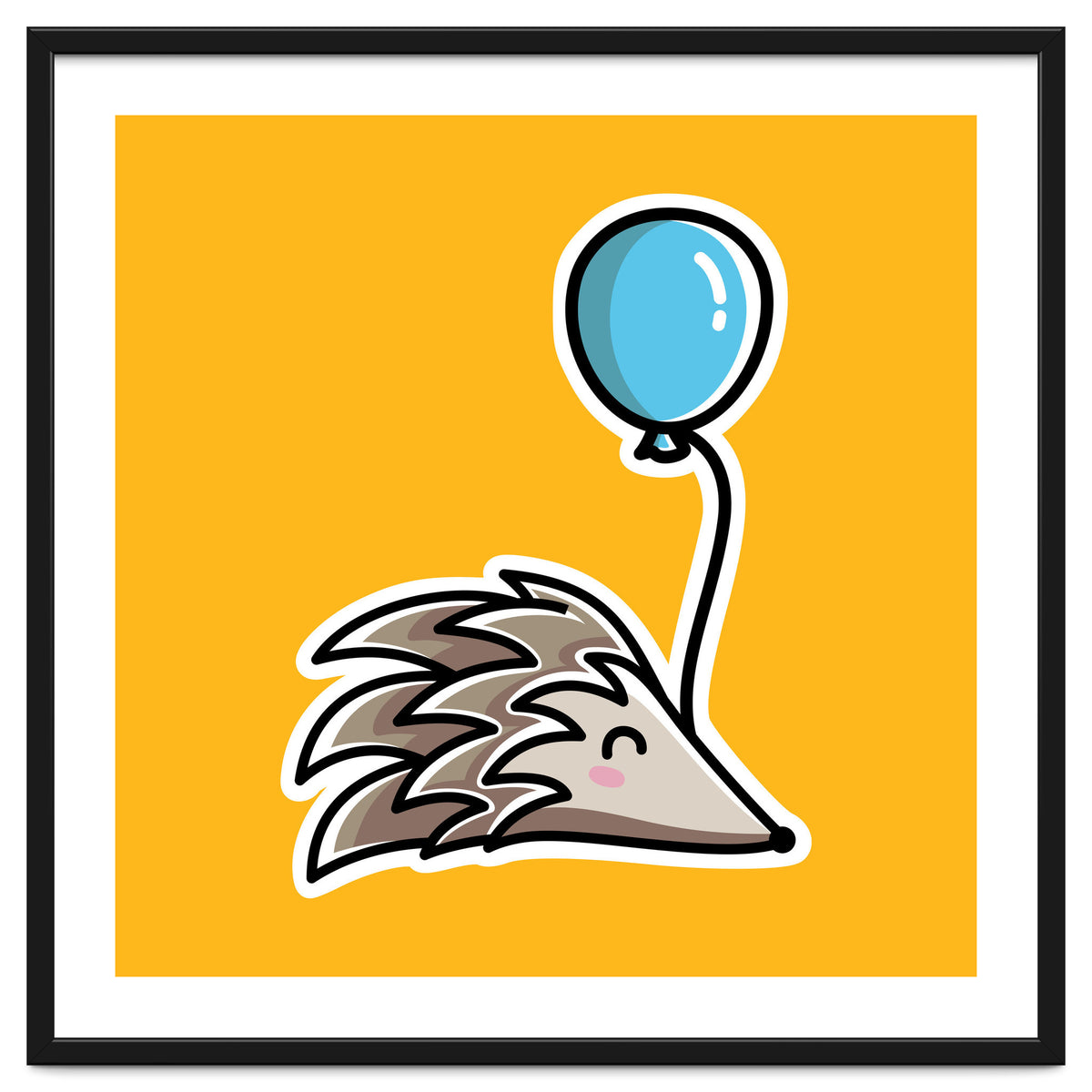 Kawaii Cute Hedgehog With Balloon