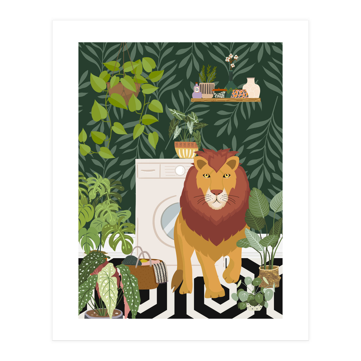 Lion in Laundry Room (Print Only)