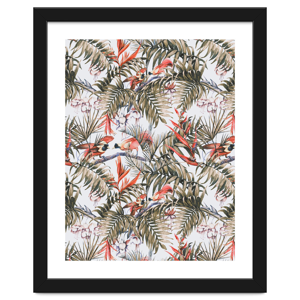 Exotic birds in the jungle paradise