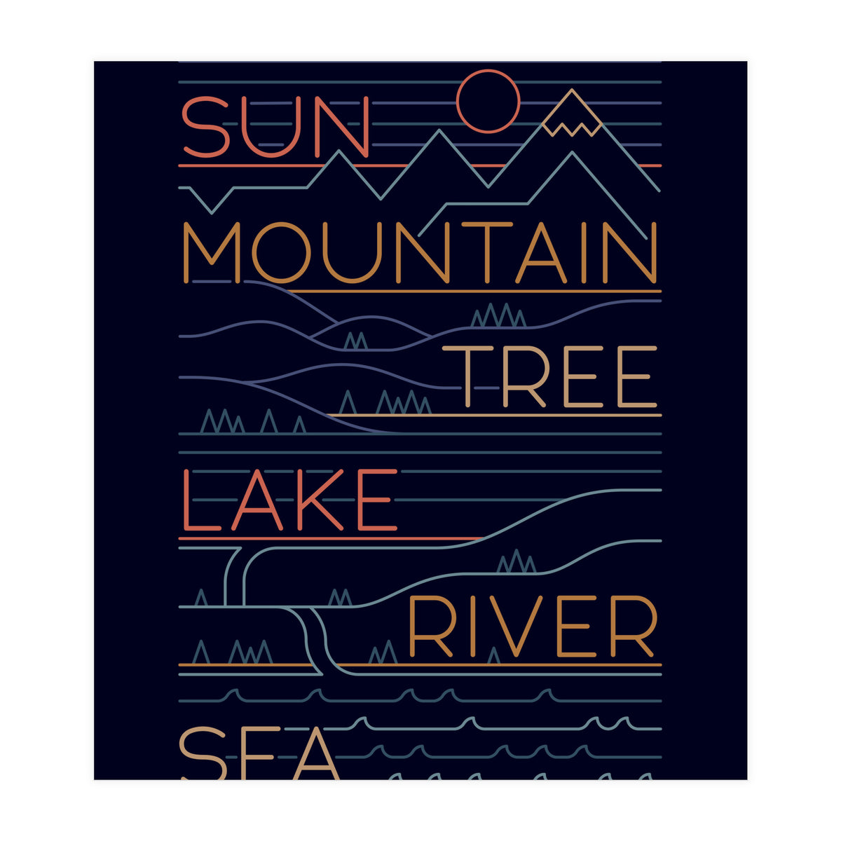 Sun, Mountain, Tree (Print Only)